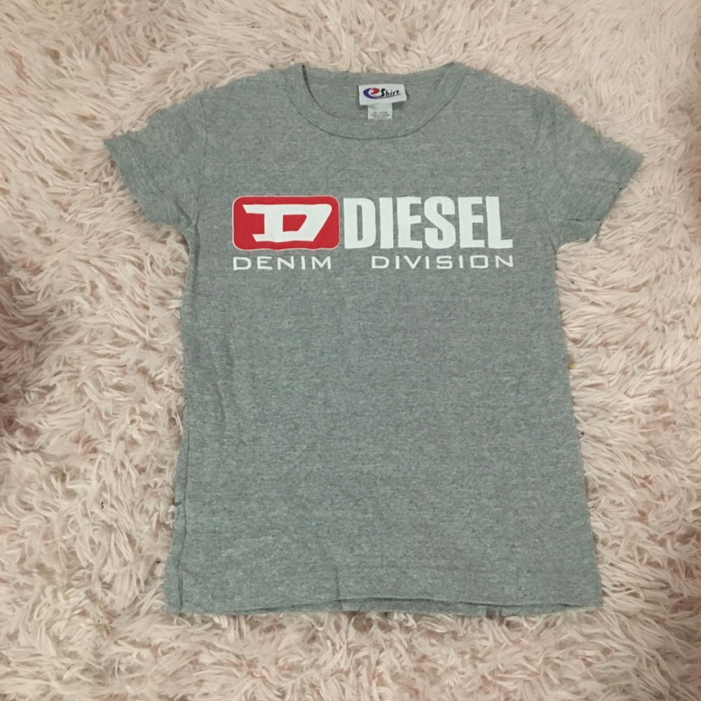 Diesel Heather Gray Tee with Red and White Logo